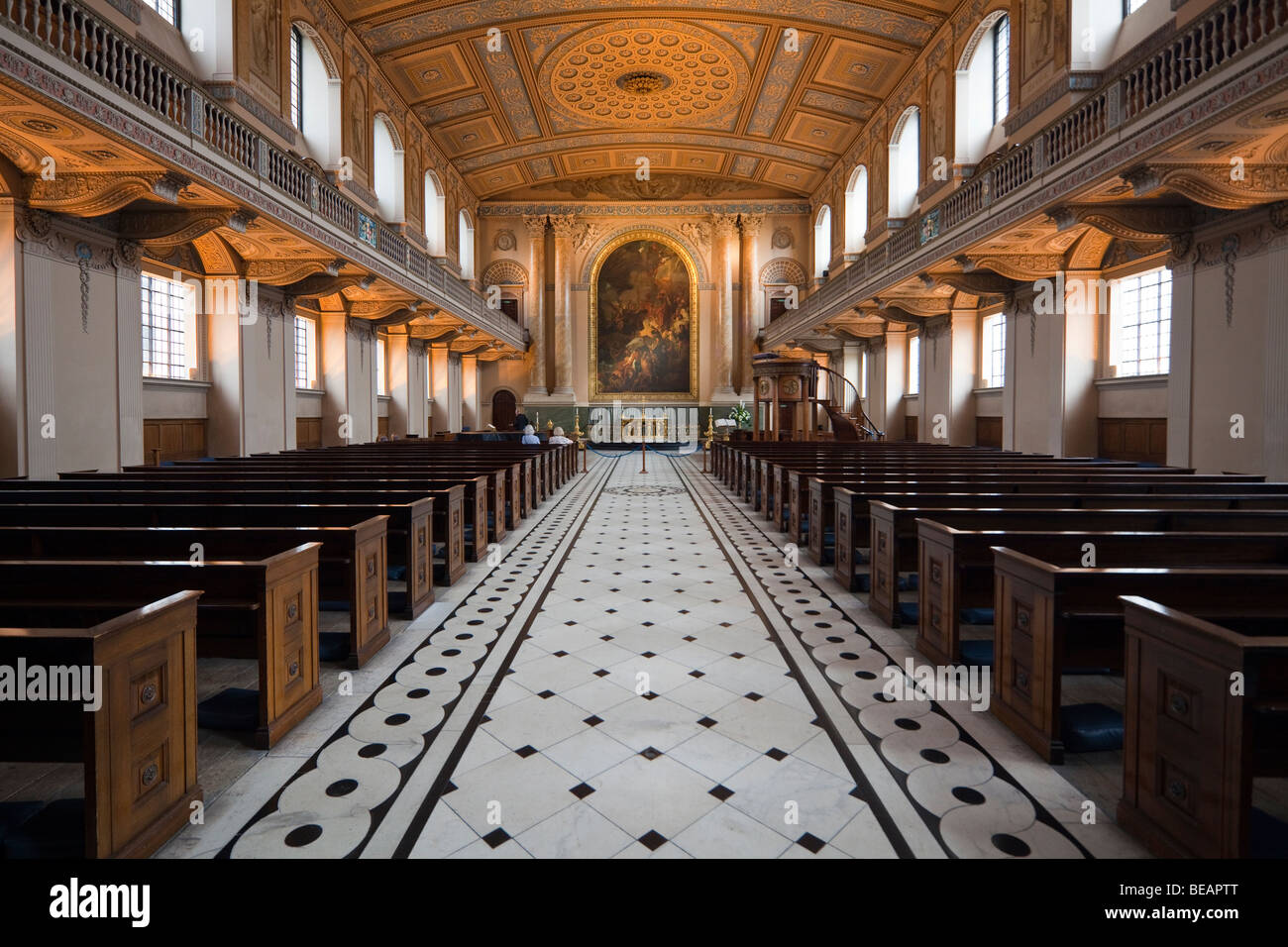 Cappella della Regina Maria del blocco, ospedale di Greenwich, London, Regno Unito Foto Stock