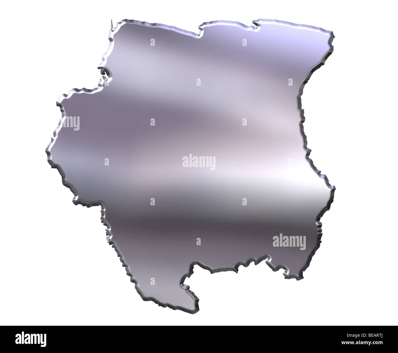 Suriname 3d argento mappa Foto Stock