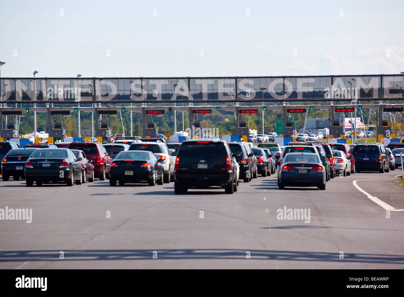 Santo Stefano e a Montreal in Canada e Plattsburgh, New York STATI UNITI D'AMERICA Border Crossing Foto Stock
