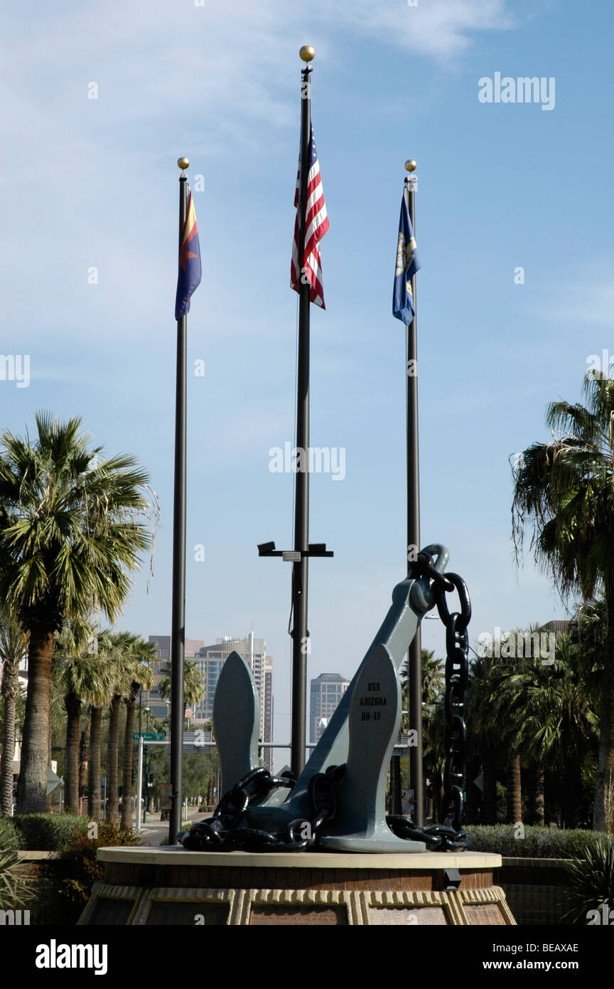 Un memoriale per il Sunken Corazzata USS Arizona nel centro cittadino di Phoenix, Arizona, Stati Uniti d'America Foto Stock