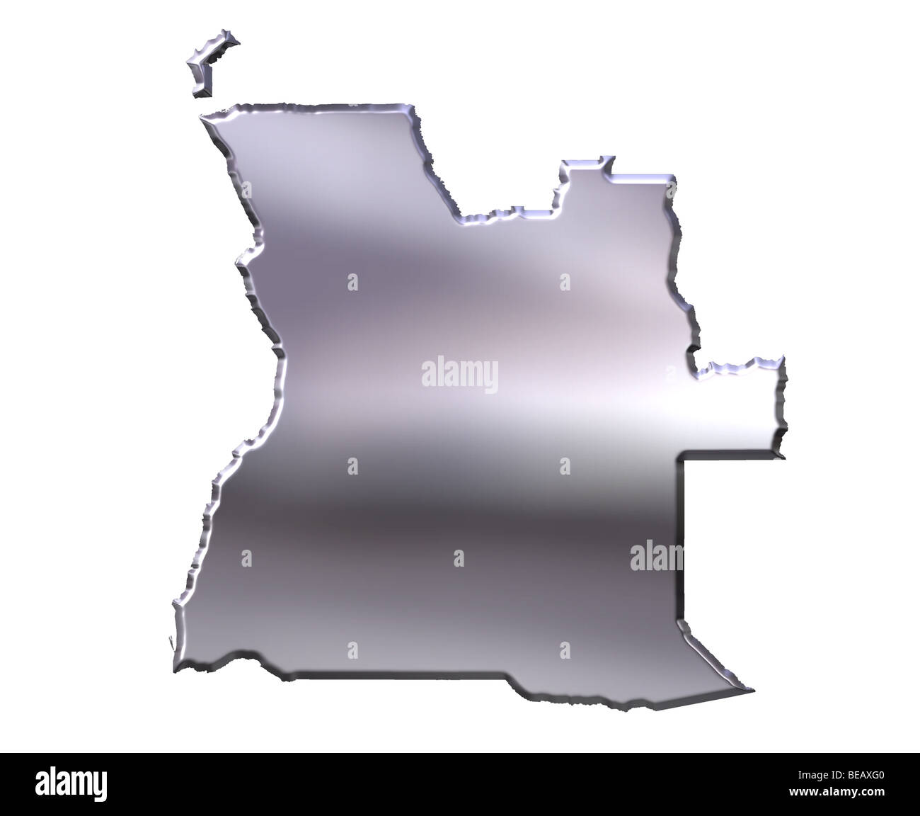 Angola 3d argento mappa Foto Stock