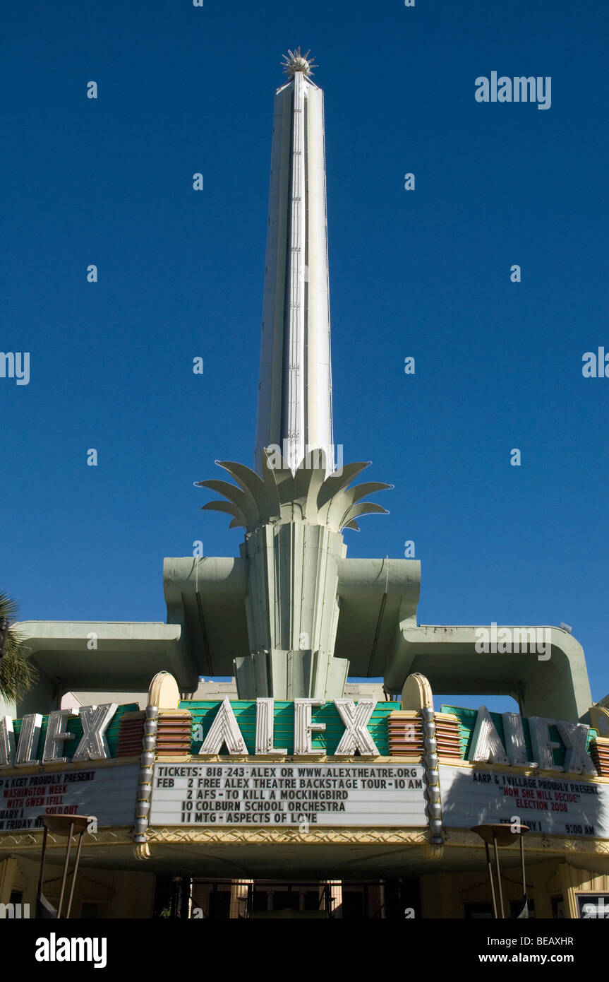 Vista esterna dell'Art Deco Alex teatro in Glendale Foto Stock