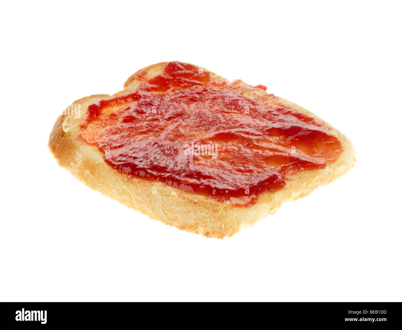 Confettura di fragole su pane tostato Foto Stock