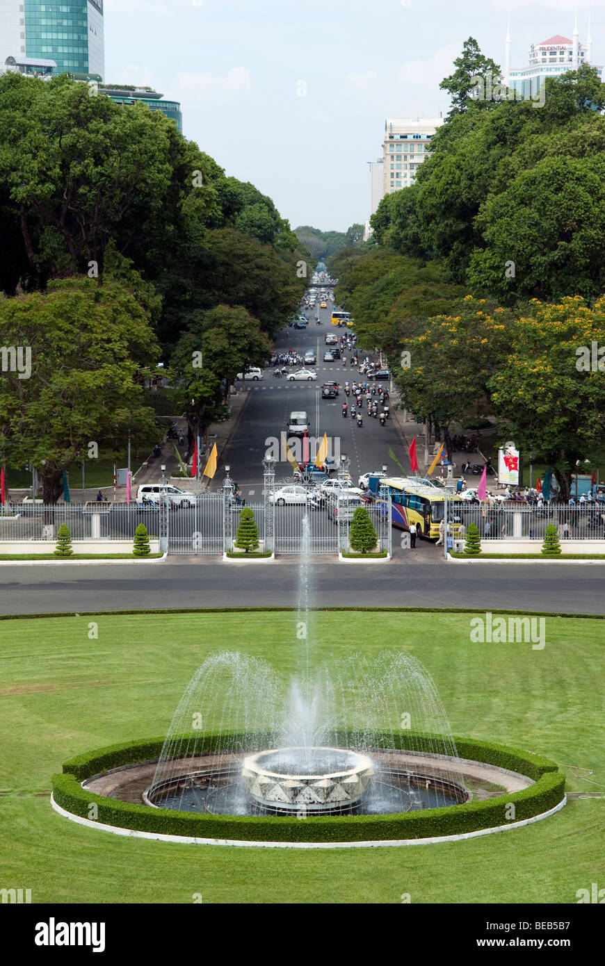 La fontana del palazzo della riunificazione in Ho Chi Minh City, ex Saigon in Vietnam Foto Stock