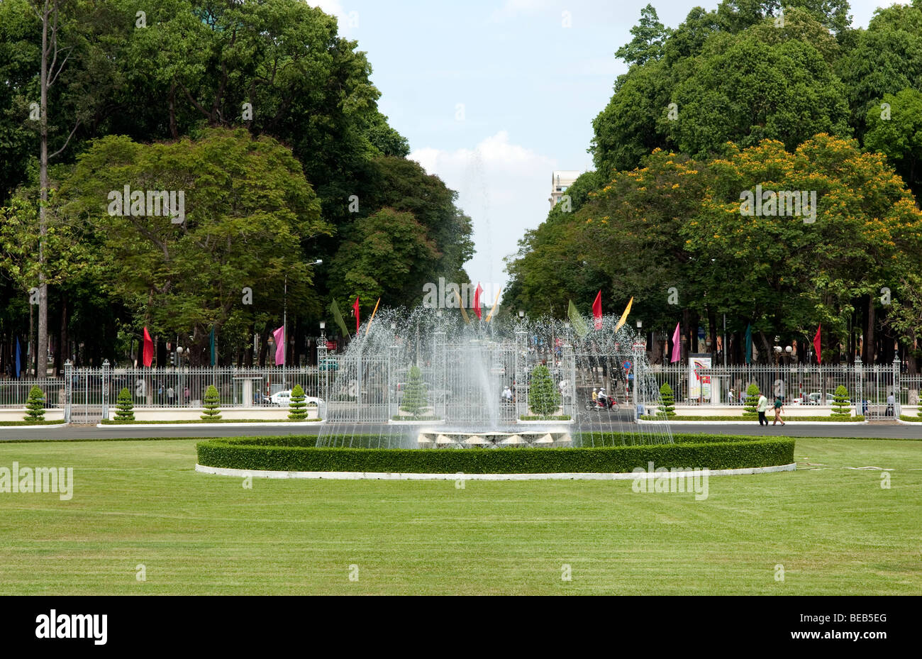 La fontana del palazzo della riunificazione in Ho Chi Minh City, ex Saigon in Vietnam Foto Stock