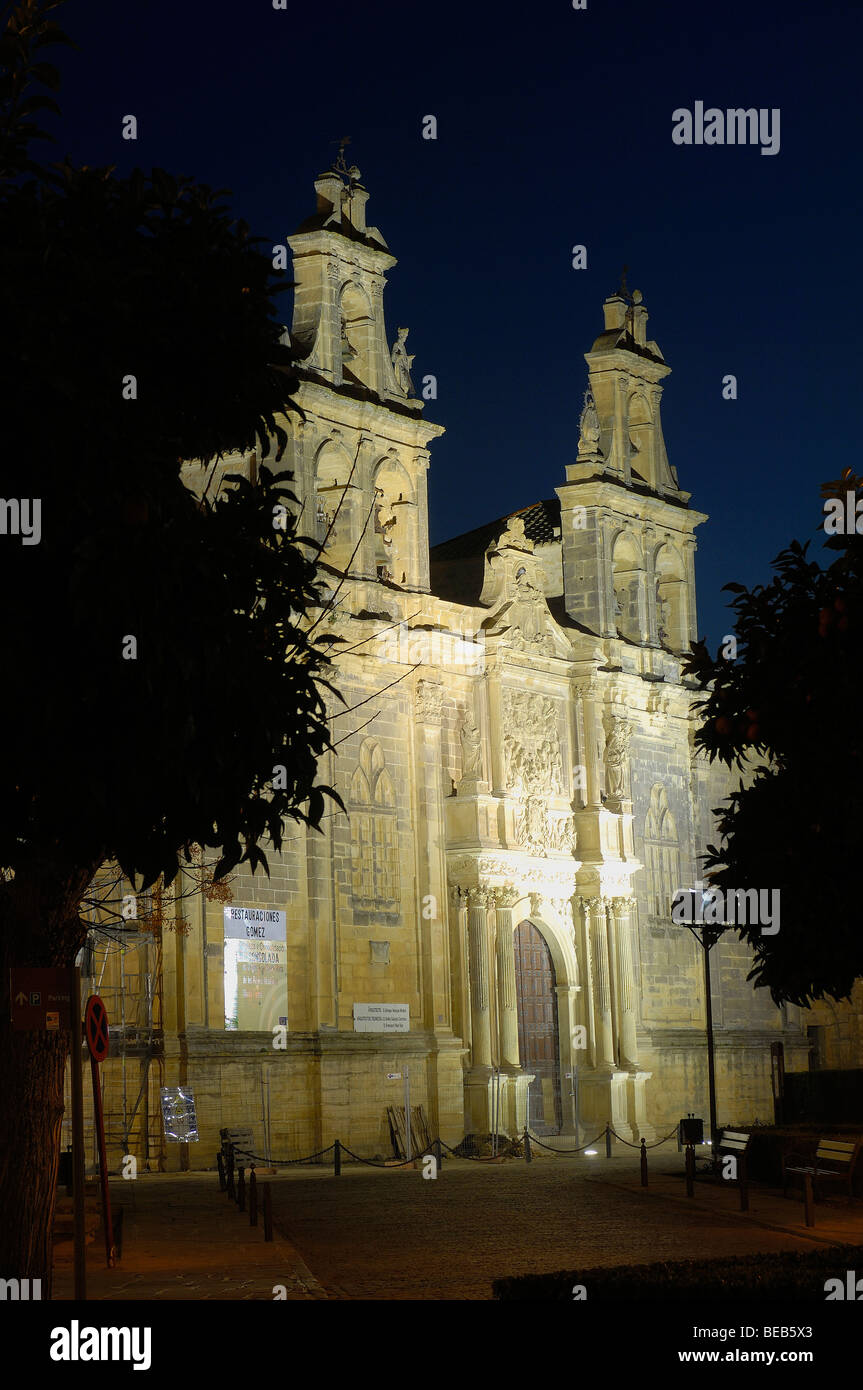 Chiesa collegiata di Santa Maria de los Reales Alcazares (13th del XIX secolo) al crepuscolo,a Ubeda. Provincia di Jaen. Andalusia. Spagna Foto Stock