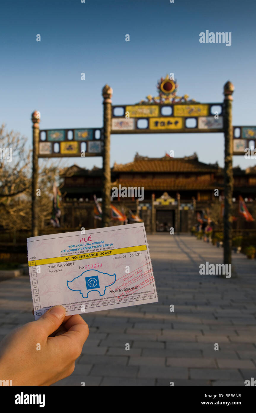 Biglietto di ingresso alla città di Hue/Cittadella, tonalità, Vietnam Foto Stock