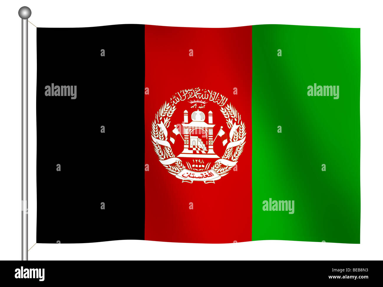 Bandiera dell'Afghanistan sventolando (con percorso di clipping) Foto Stock