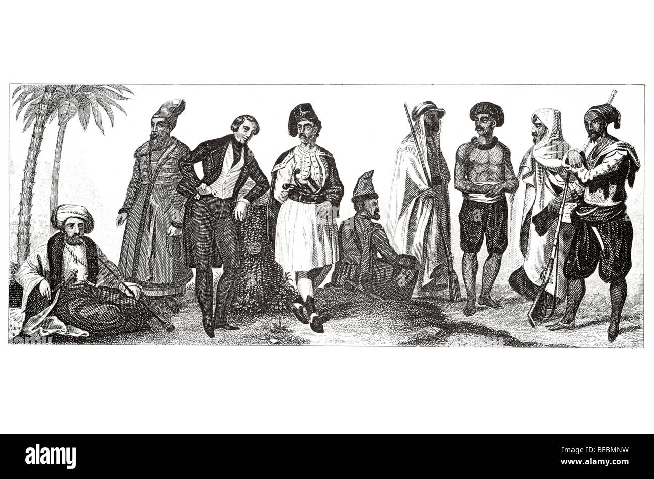 Turk inhanitants persiano di Europa centrale greco cabyles cosacco hindoo beduino Foto Stock