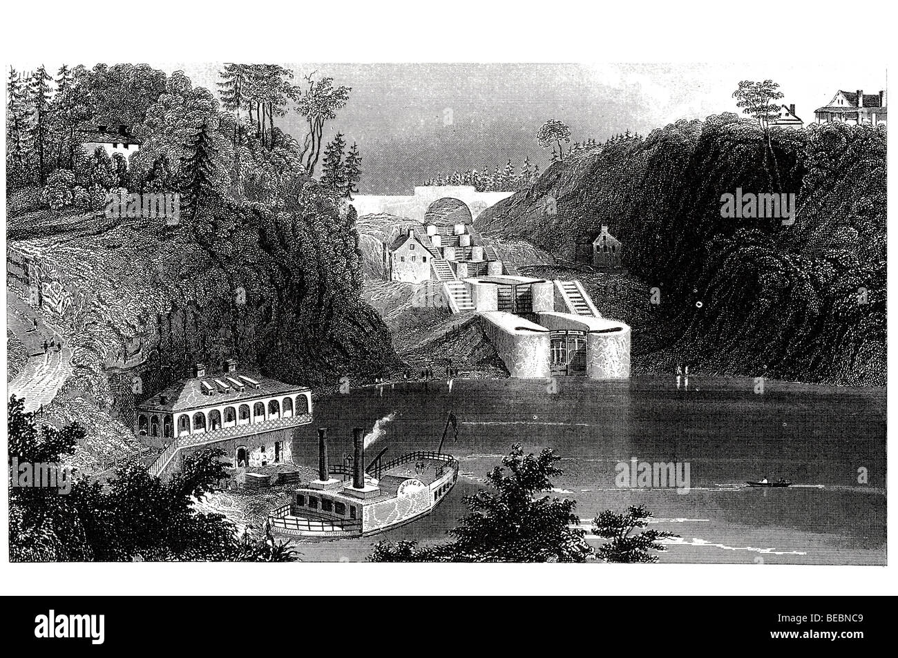 Vista di una catena di blocchi sul canale Rideau vicino bytown in Canada Foto Stock
