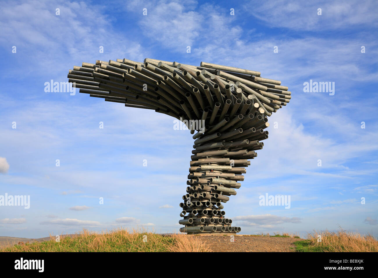 Singing Ringing Tree scultura Panopticon al Crown Point, Burnley, Lancashire, Inghilterra, Regno Unito. Foto Stock