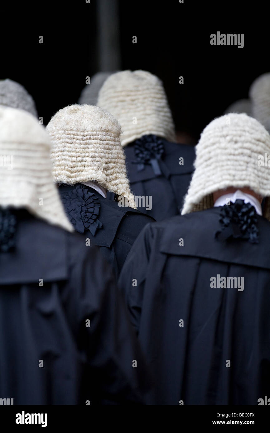 Giudici processione servizio presso l Abbazia di Westminster a Londra Foto Stock