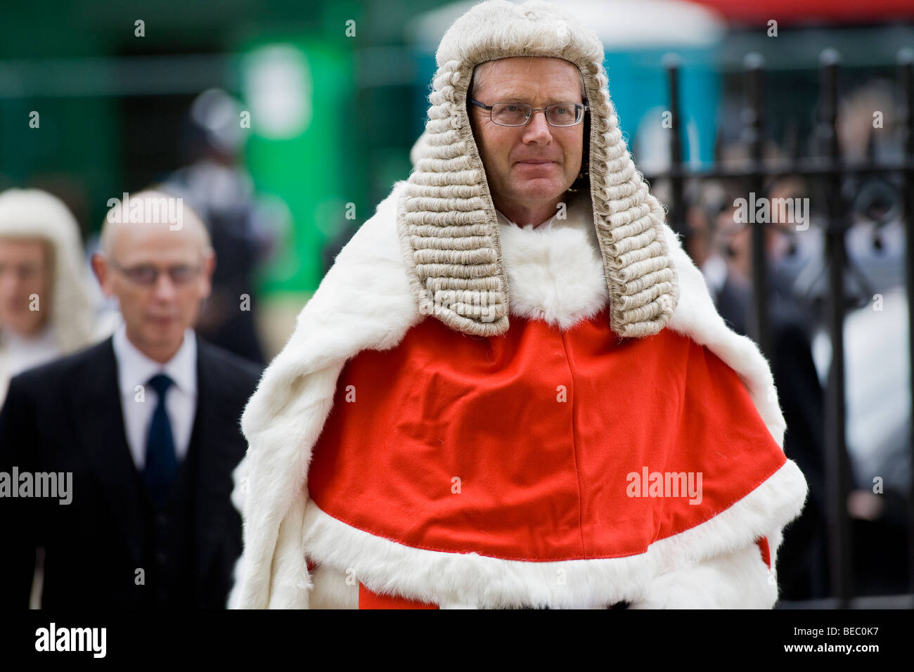 Giudici processione servizio presso l Abbazia di Westminster a Londra ad Alta Corte giudice Foto Stock