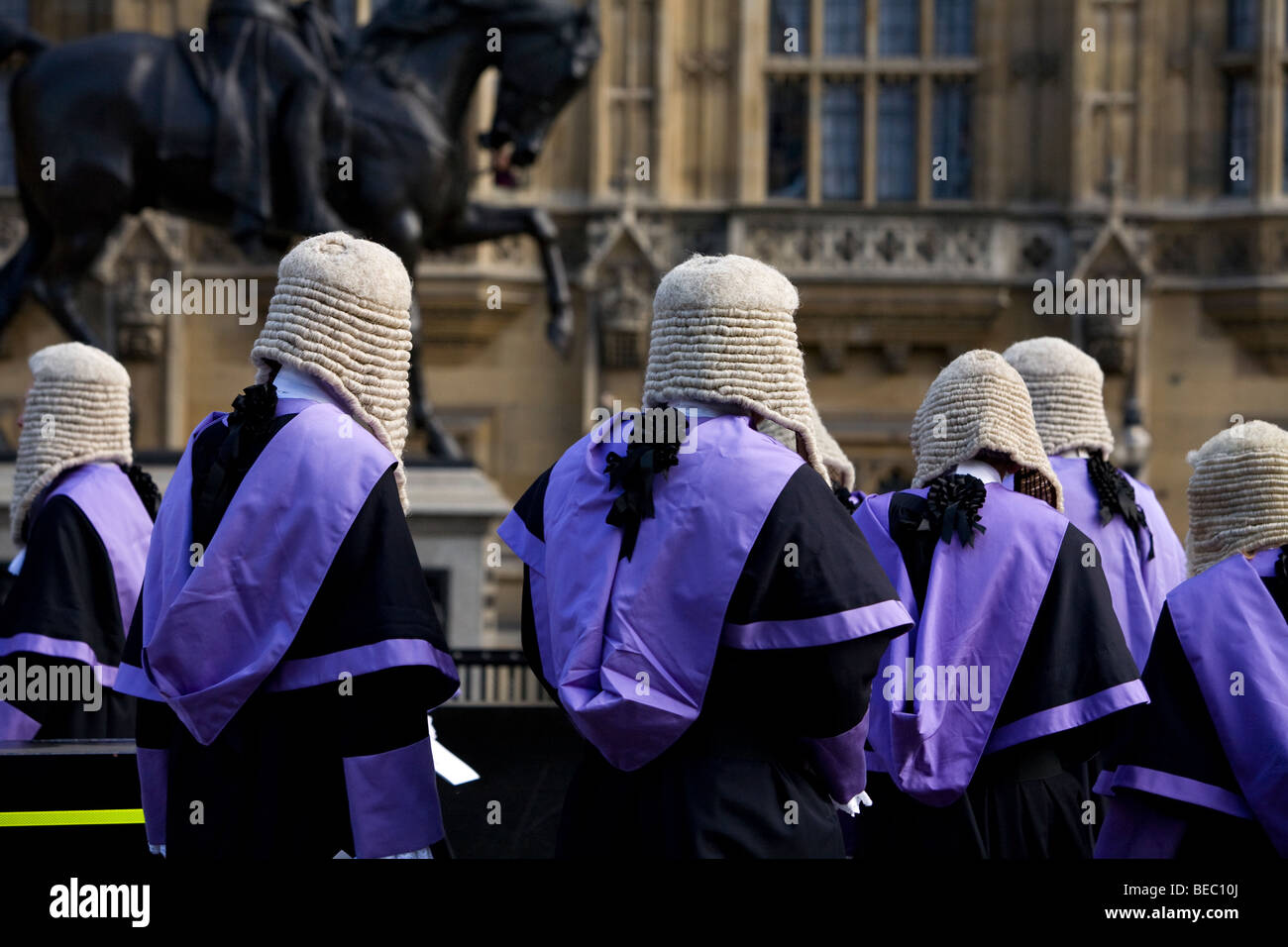 Giudici processione al case del Parlamento a Londra Foto Stock