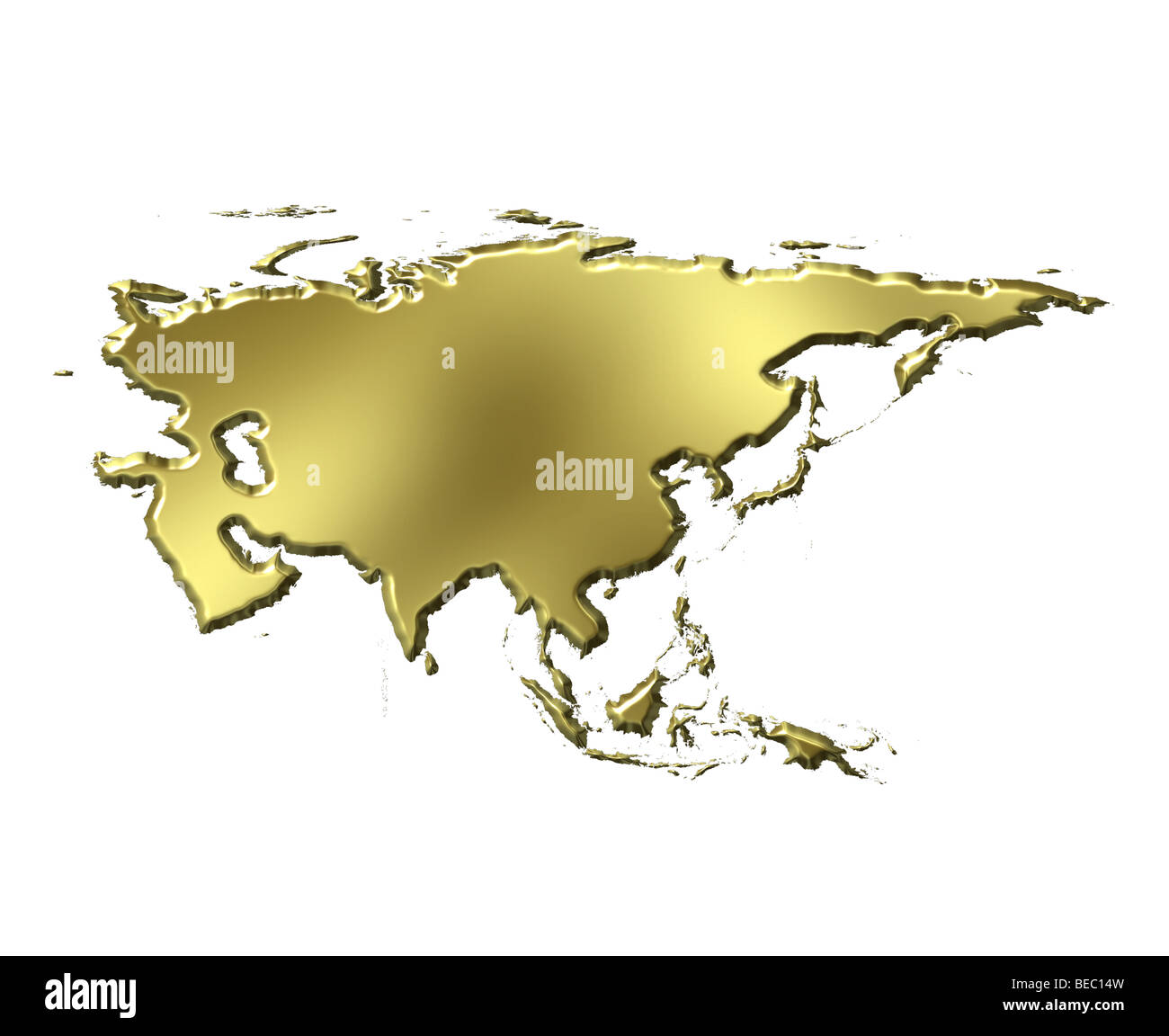 Asia 3d golden mappa Foto Stock