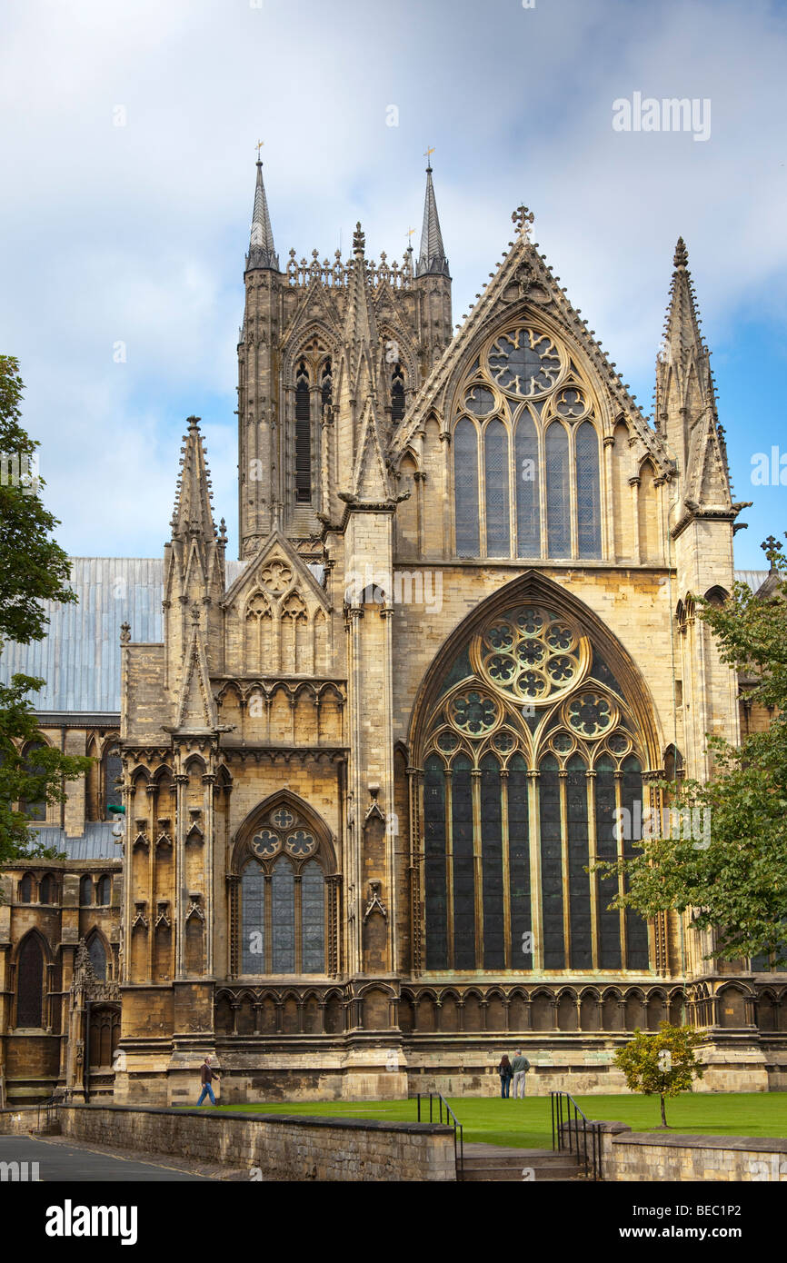 Parte anteriore orientale Cattedrale di Lincoln, Lincoln City, Lincolnshire Foto Stock