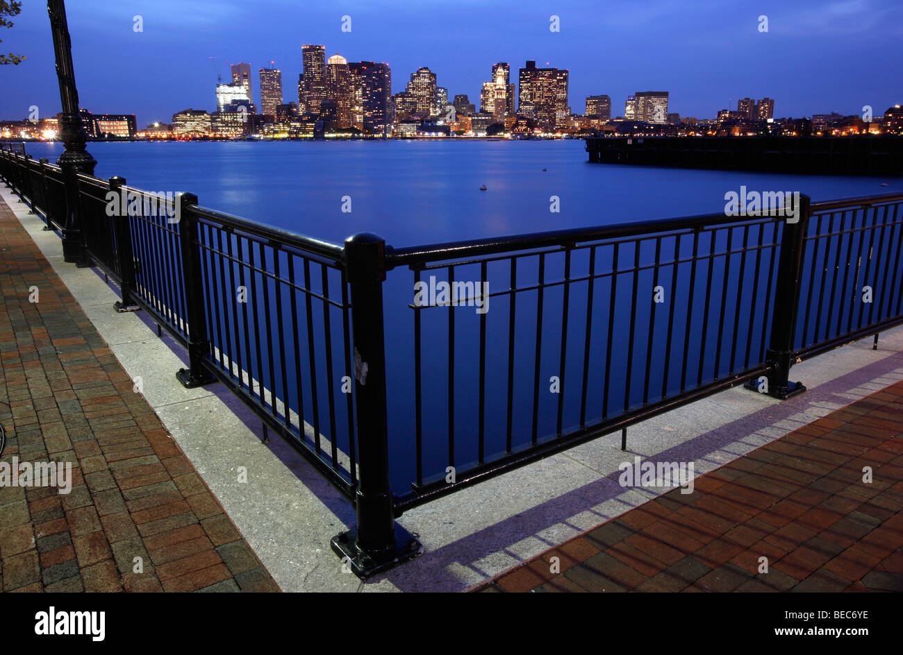 Piers Park, Waterfront, Boston Harbor, skyline Foto Stock