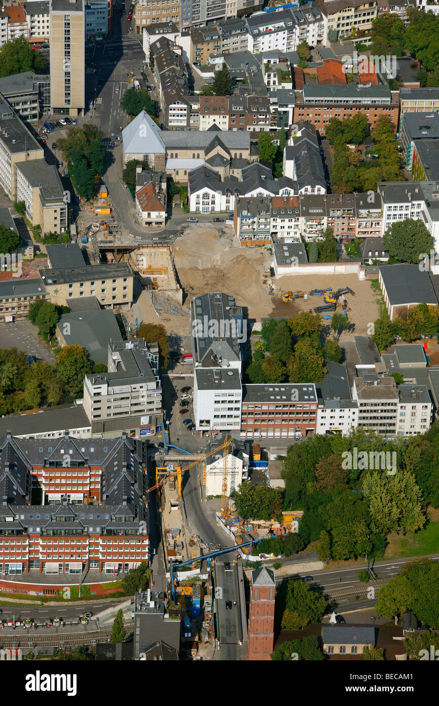 Foto aerea, ex Archivio Storico Comunale, alla metropolitana sito in costruzione, Altstadt Sued district, Colonia, nella Renania settentrionale-Vestfalia Foto Stock