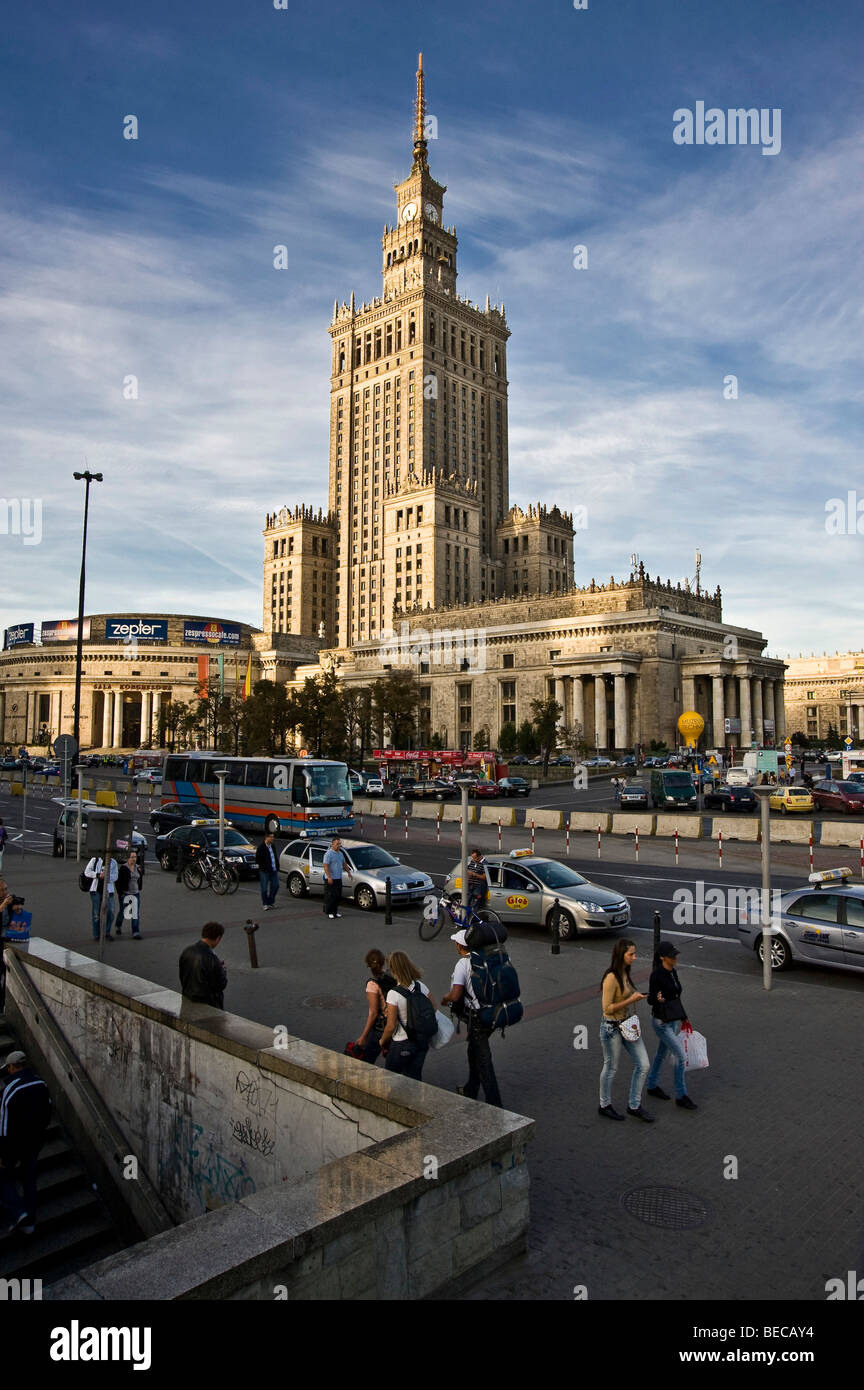 Palazzo culturale, Palac Kultury, nel centro di Varsavia, Polonia, Europa Foto Stock