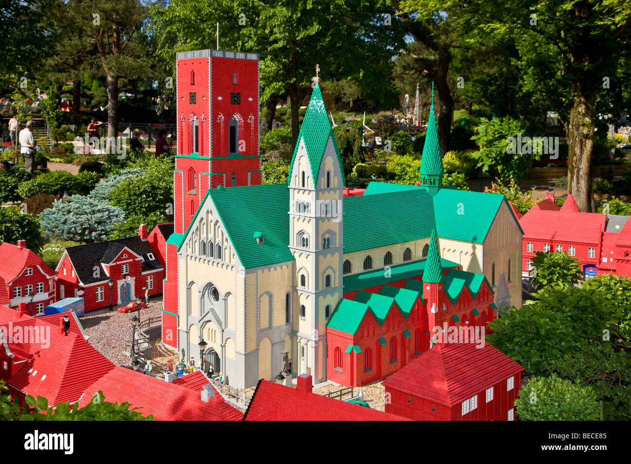 Ribe Cattedrale fatta con i mattoncini lego, Legoland, Danimarca Foto Stock