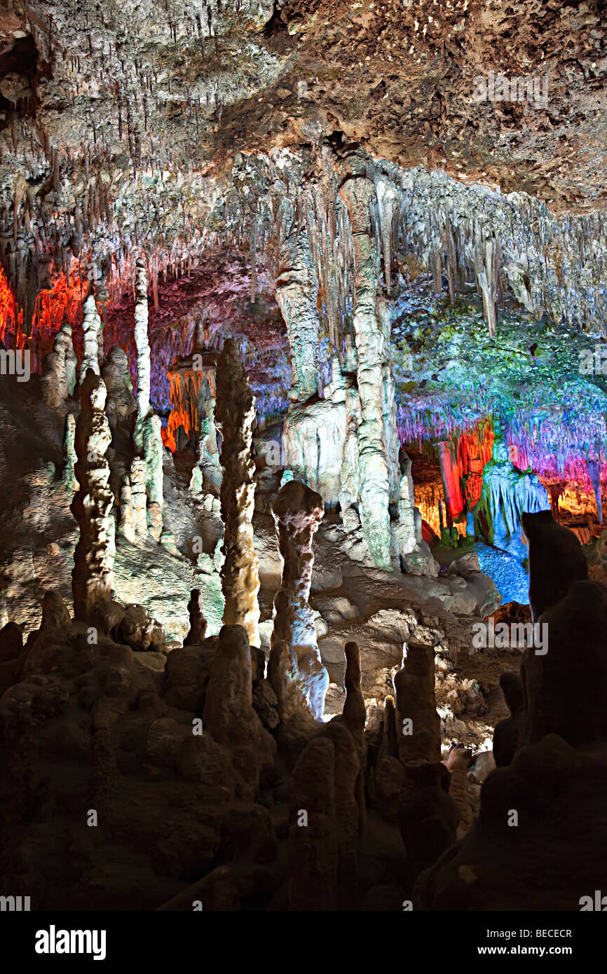Formazioni di stalagmiti in Cuevas dels prosciutti Porto Cristo Mallorca Spagna Spain Foto Stock