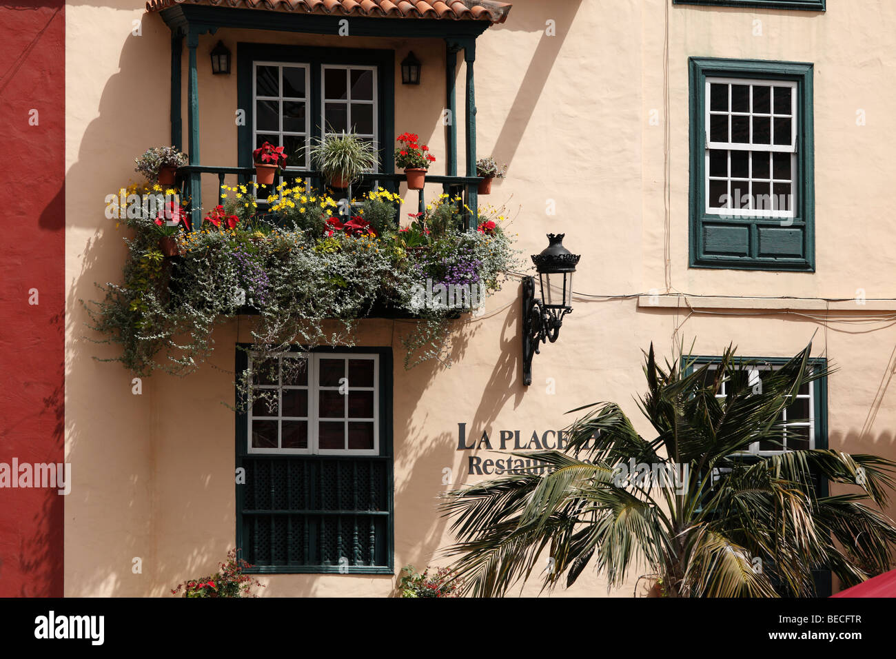 Il ristorante La Placeta, Placeta De Borrero, la storica città di Santa Cruz de la Palma la Palma Isole Canarie Spagna Foto Stock