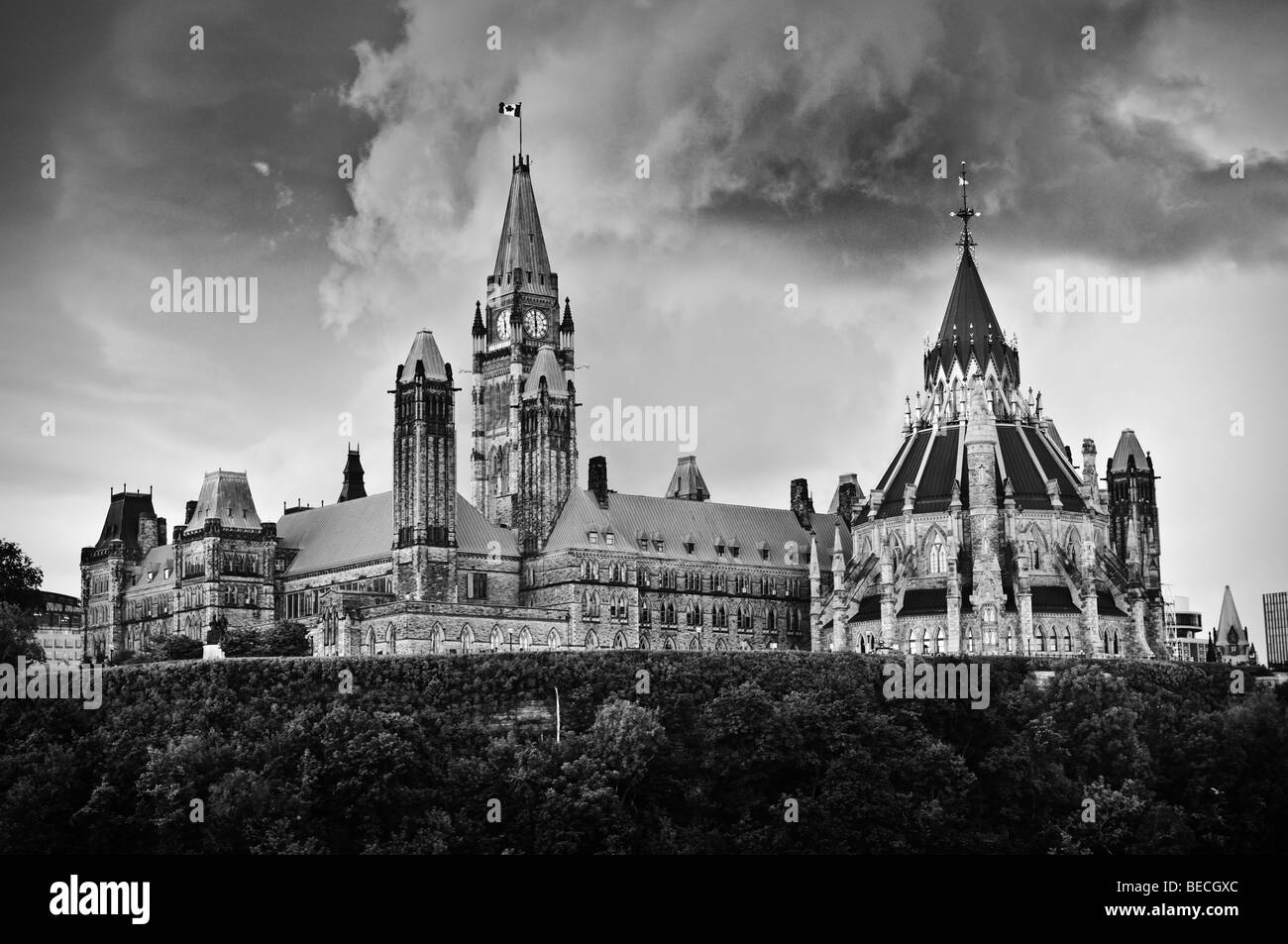 In Canada la Collina del Parlamento con la Biblioteca e la torre di pace. Foto Stock