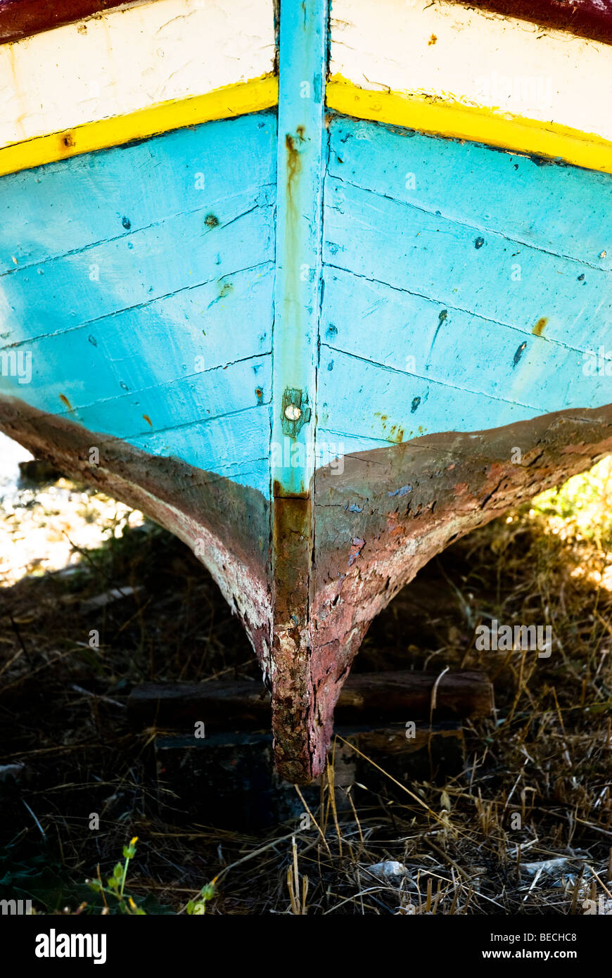 Un greco barca da pesca. Foto Stock