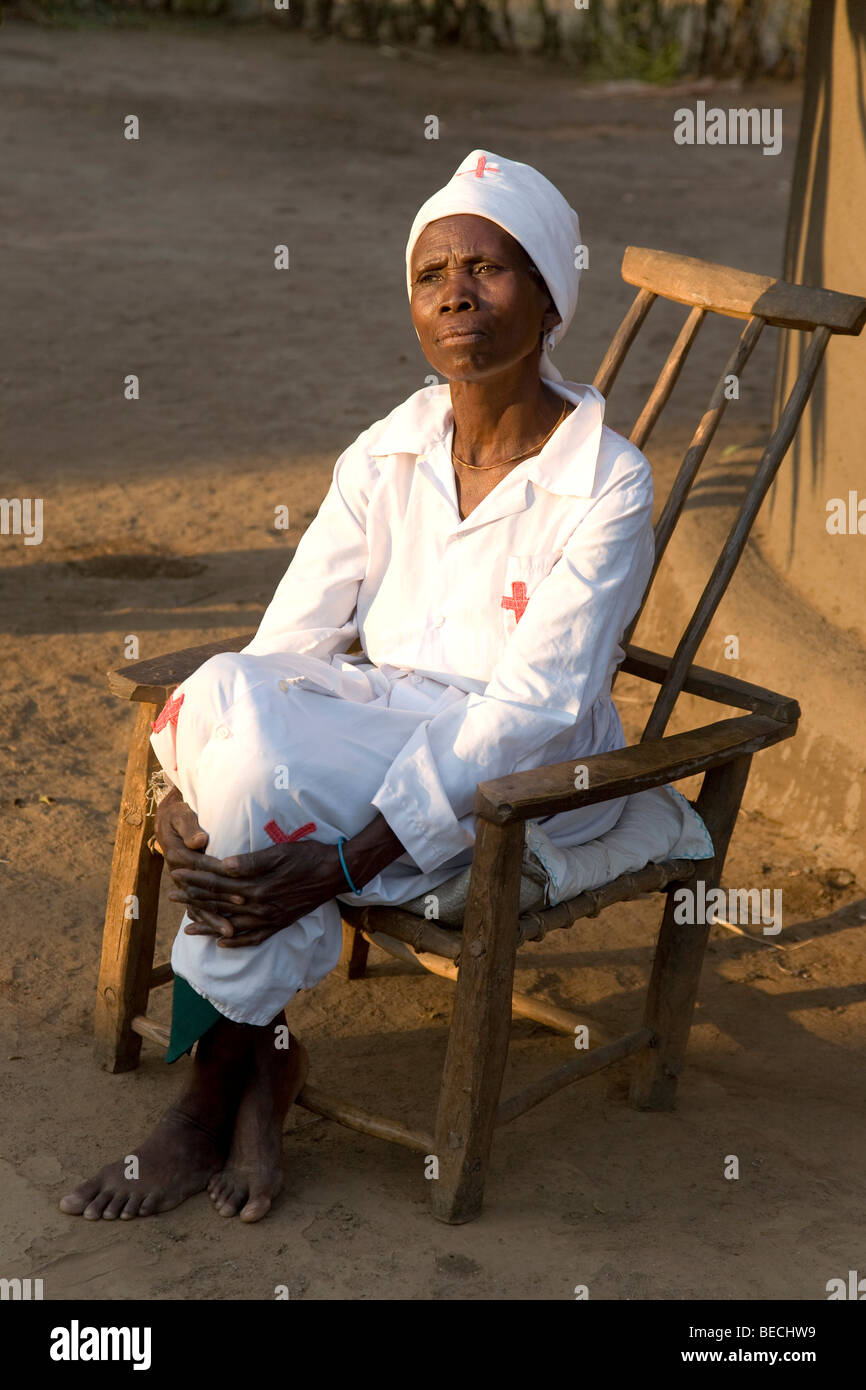 Guaritore Fanny, Kawaza village, Provincia Orientale, la Repubblica di Zambia e Africa Foto Stock