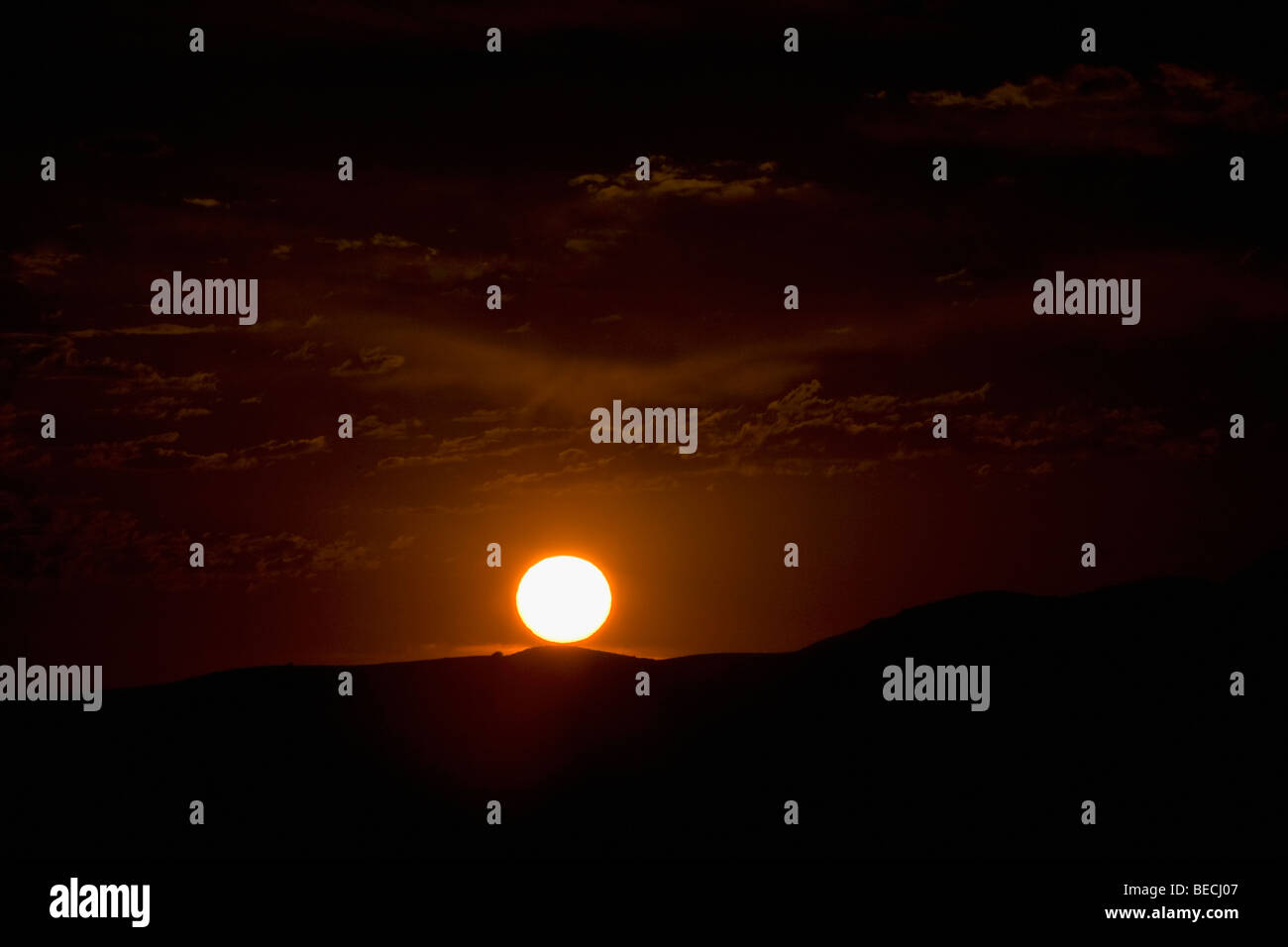 Montagne al tramonto, California State Route 1, CALIFORNIA, STATI UNITI D'AMERICA Foto Stock