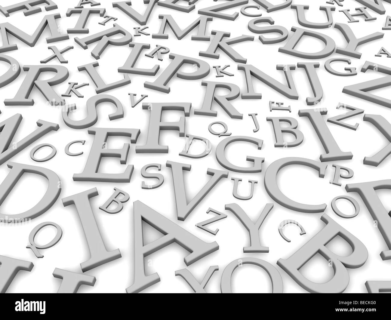 Bianco e nero lettere sullo sfondo. 3d reso illustrazione Foto Stock