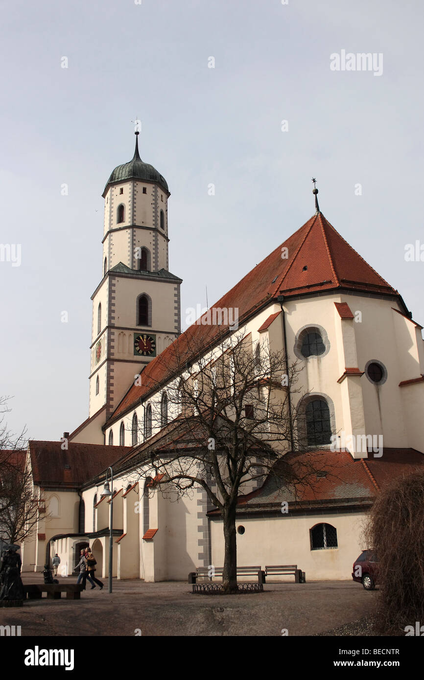St. Martins chiesa, vista dalla piazza della chiesa di Biberach an der Riss, Alta Svevia, Baden-Wuerttemberg, Germania, Europa Foto Stock