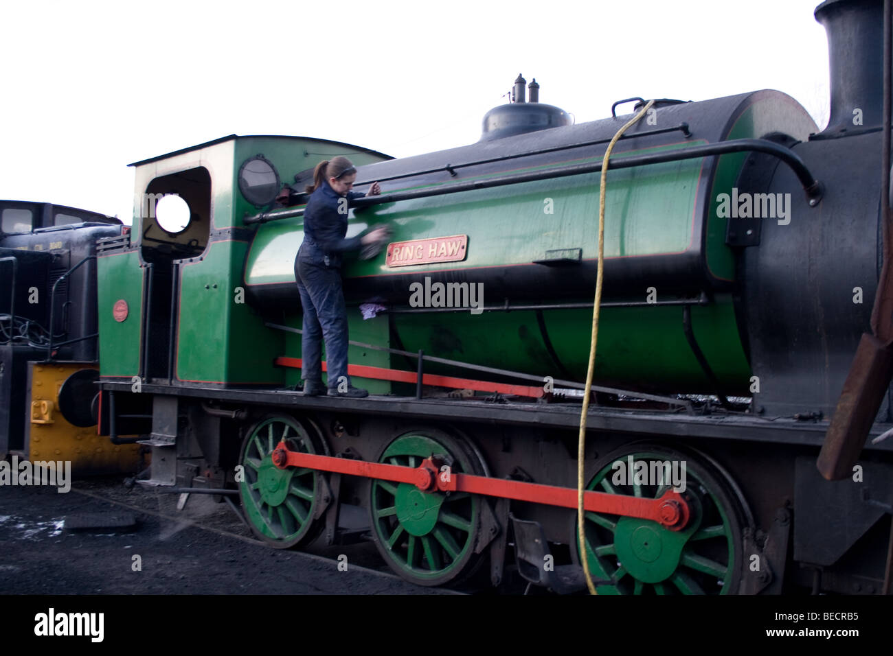 0-6-0 Saddle-Tank, 'Ring Haw' a Cheddleton stazione ferroviaria, Staffordshire Foto Stock