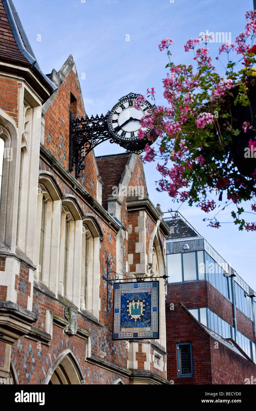 Il Municipio orologio, High Street, Berkhamsted, Hertfordshire Foto Stock