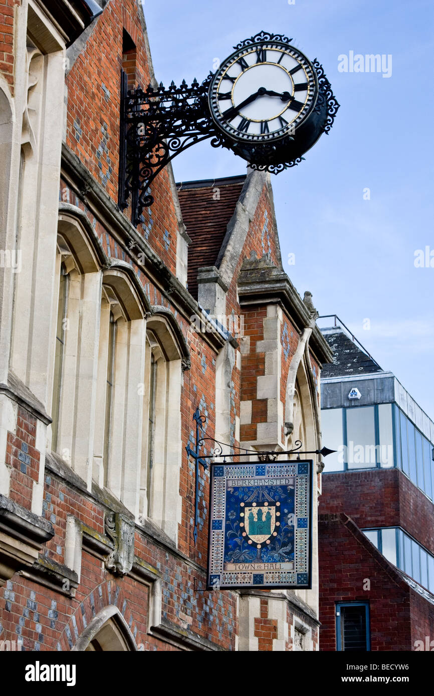 Il Municipio orologio, High Street, Berkhamsted, Hertfordshire Foto Stock