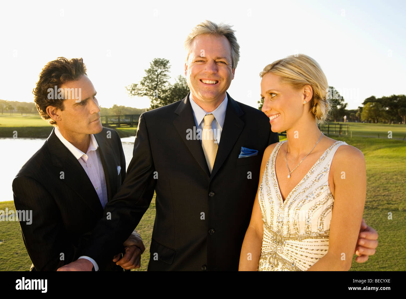 Tre i golfisti in un campo da golf, Biltmore Golf, Coral Gables, Florida, Stati Uniti d'America Foto Stock