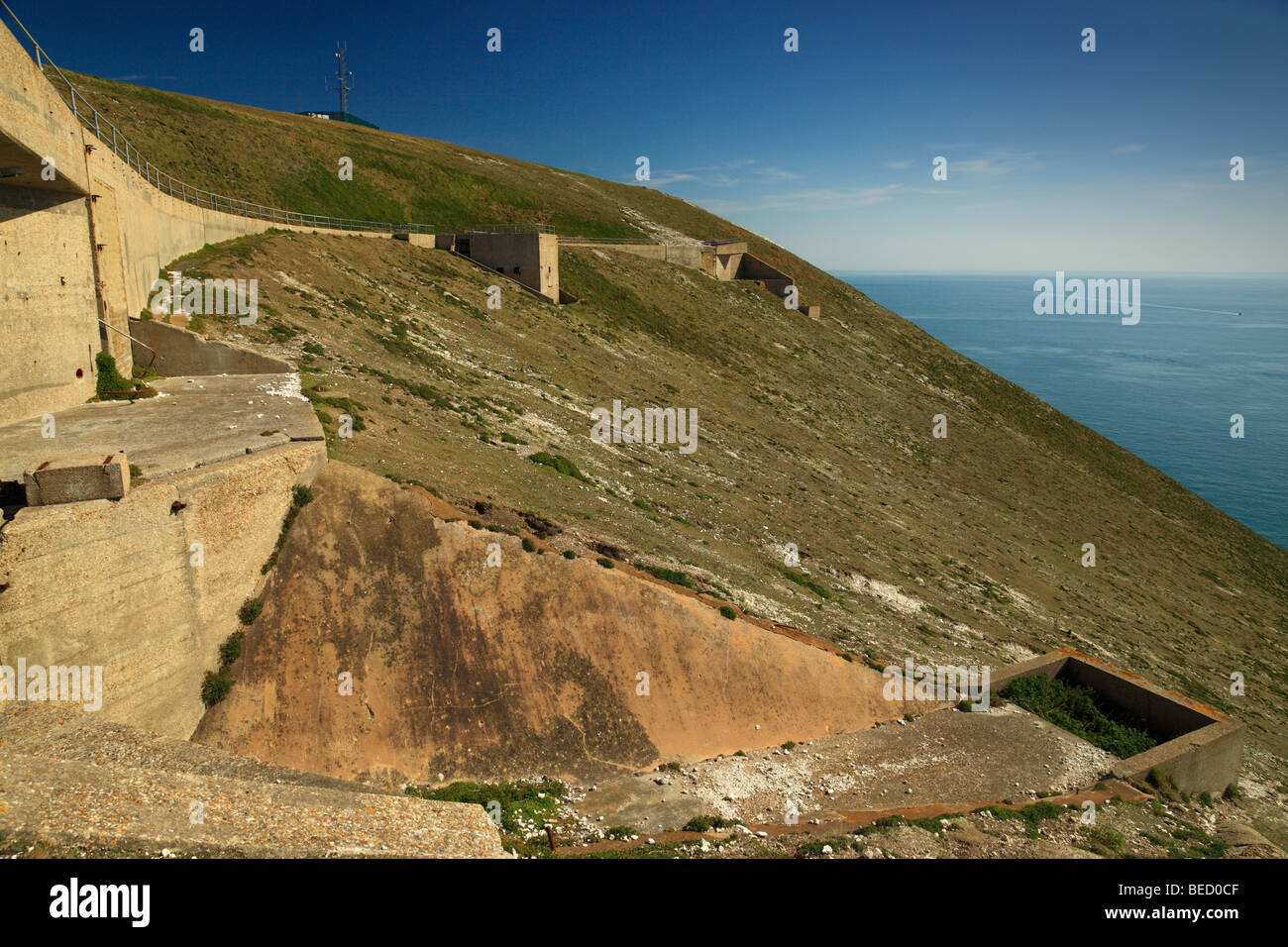 L'alto verso il basso a razzo sito di prova. Gli aghi, Isle of Wight, Inghilterra, Regno Unito. Foto Stock