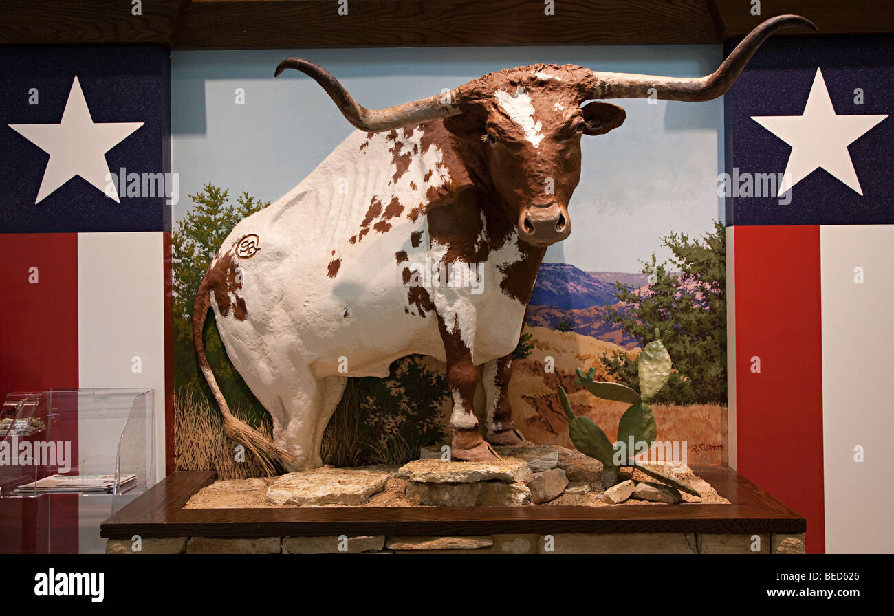 Longhorn steer motif sul negozio di fronte Houston Texas USA Foto Stock