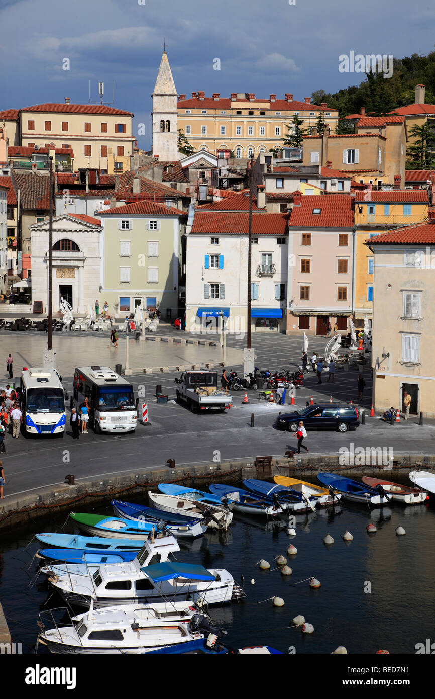 La Slovenia, pirano, marina, barche, vista generale Foto Stock