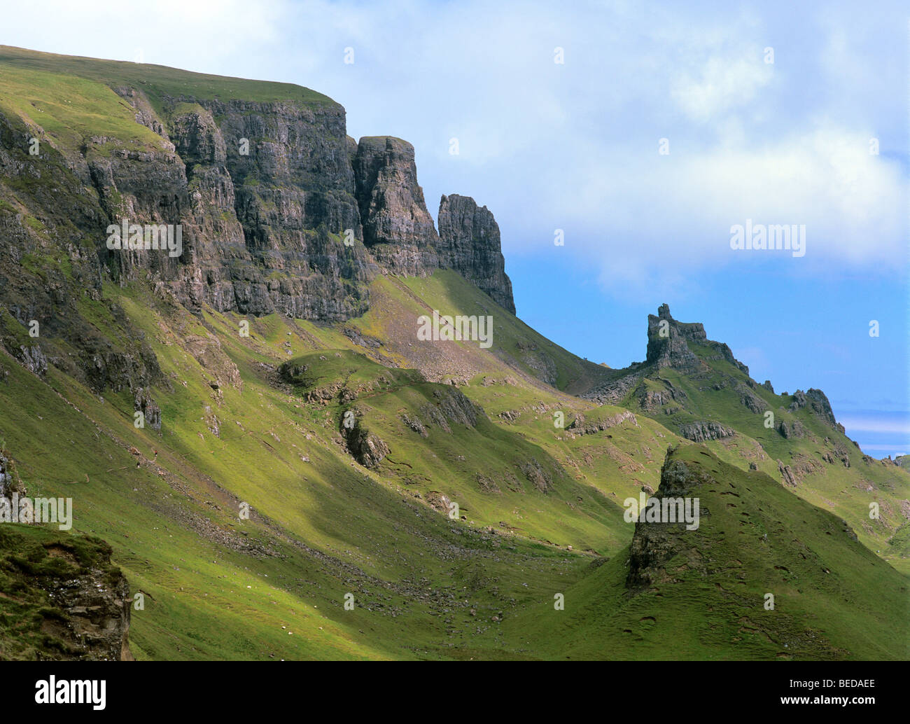 Rocce di Quiraing, Isola di Skye in Scozia, Regno Unito, Europa Foto Stock