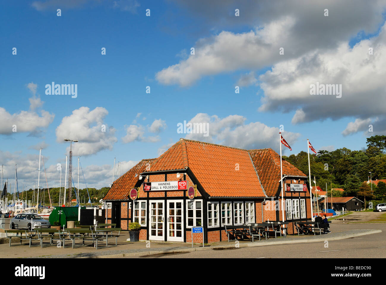 Casa a porto, Mariager, nello Jutland, Danimarca, Europa Foto Stock