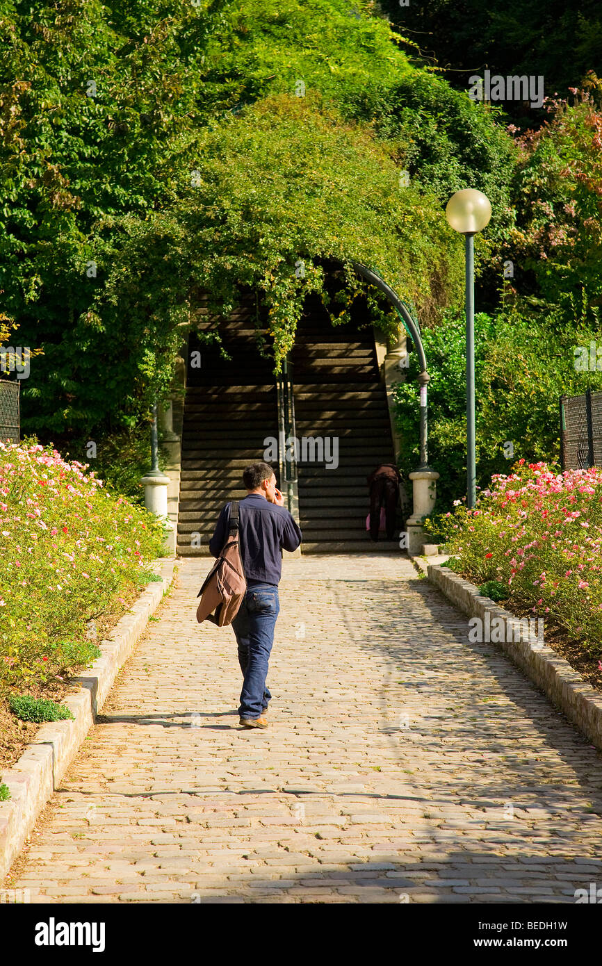 Il parco di Belleville, Parigi Foto Stock