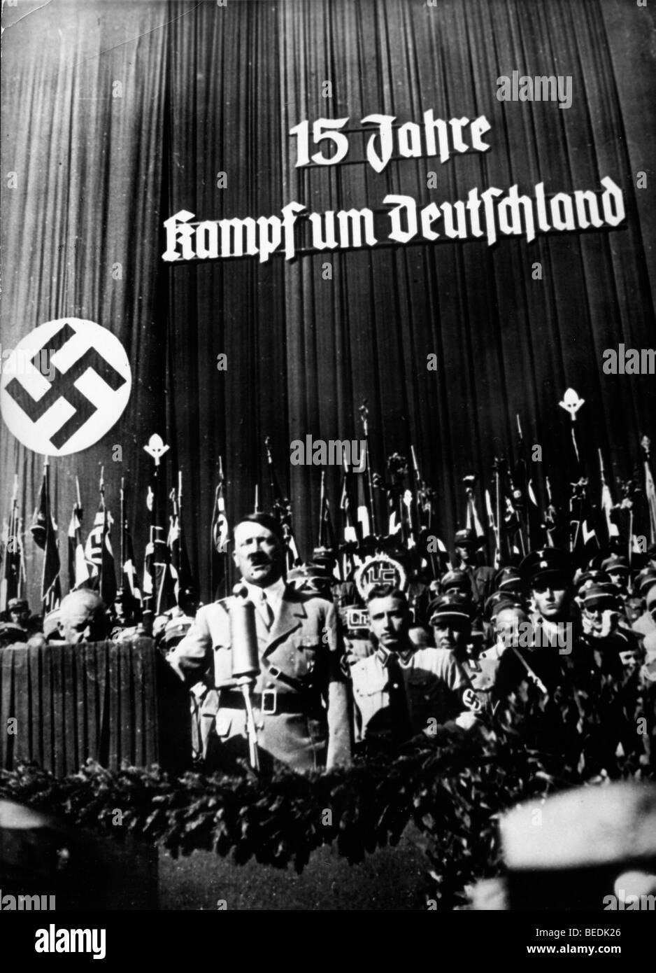 Adolf Hitler durante un discorso in Rosenheim Foto Stock