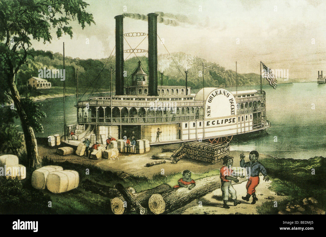 MISSISSIPPI fiume steam boat circa 1815 Foto Stock