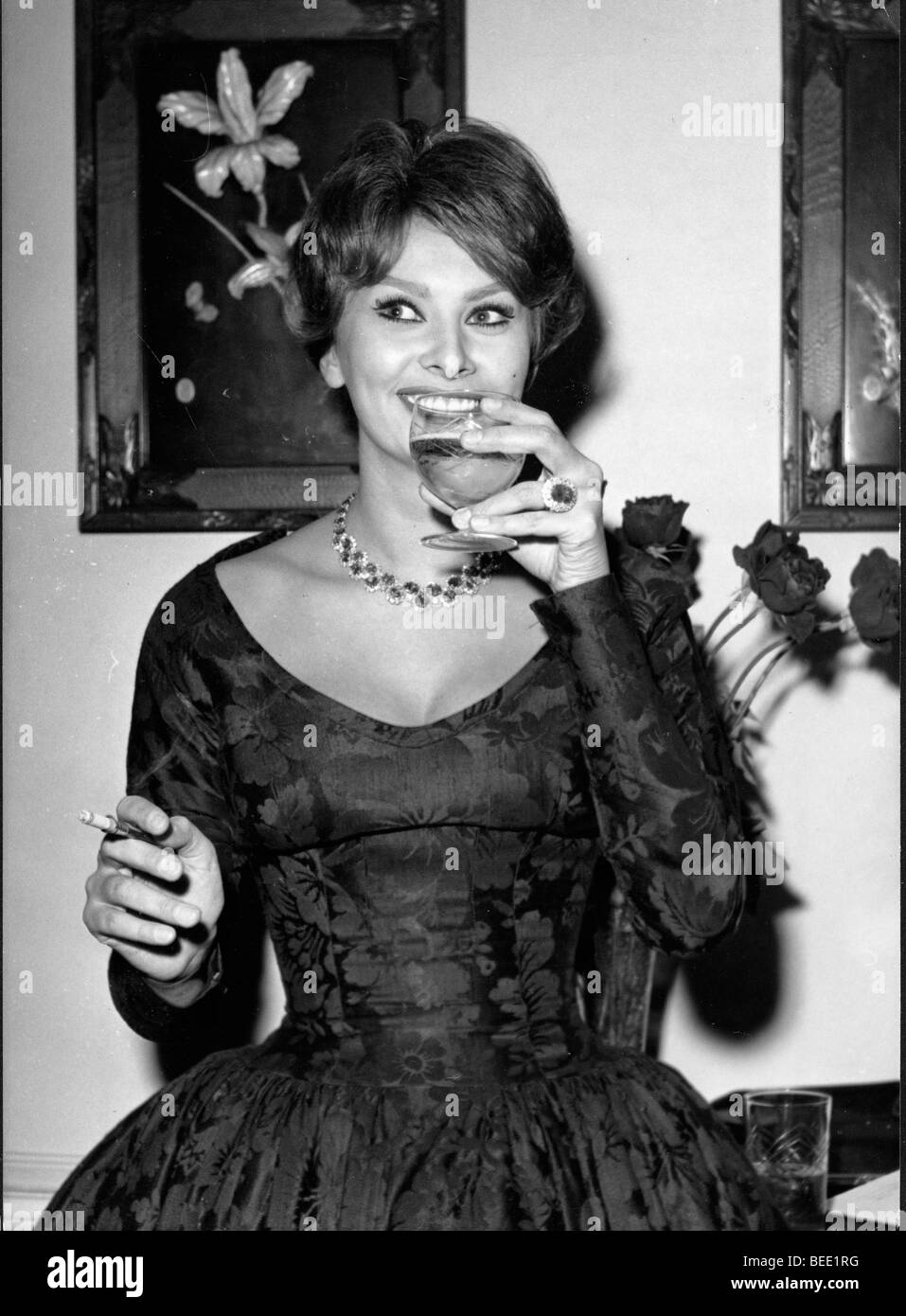 Attrice Sophia Loren ad una festa Foto Stock