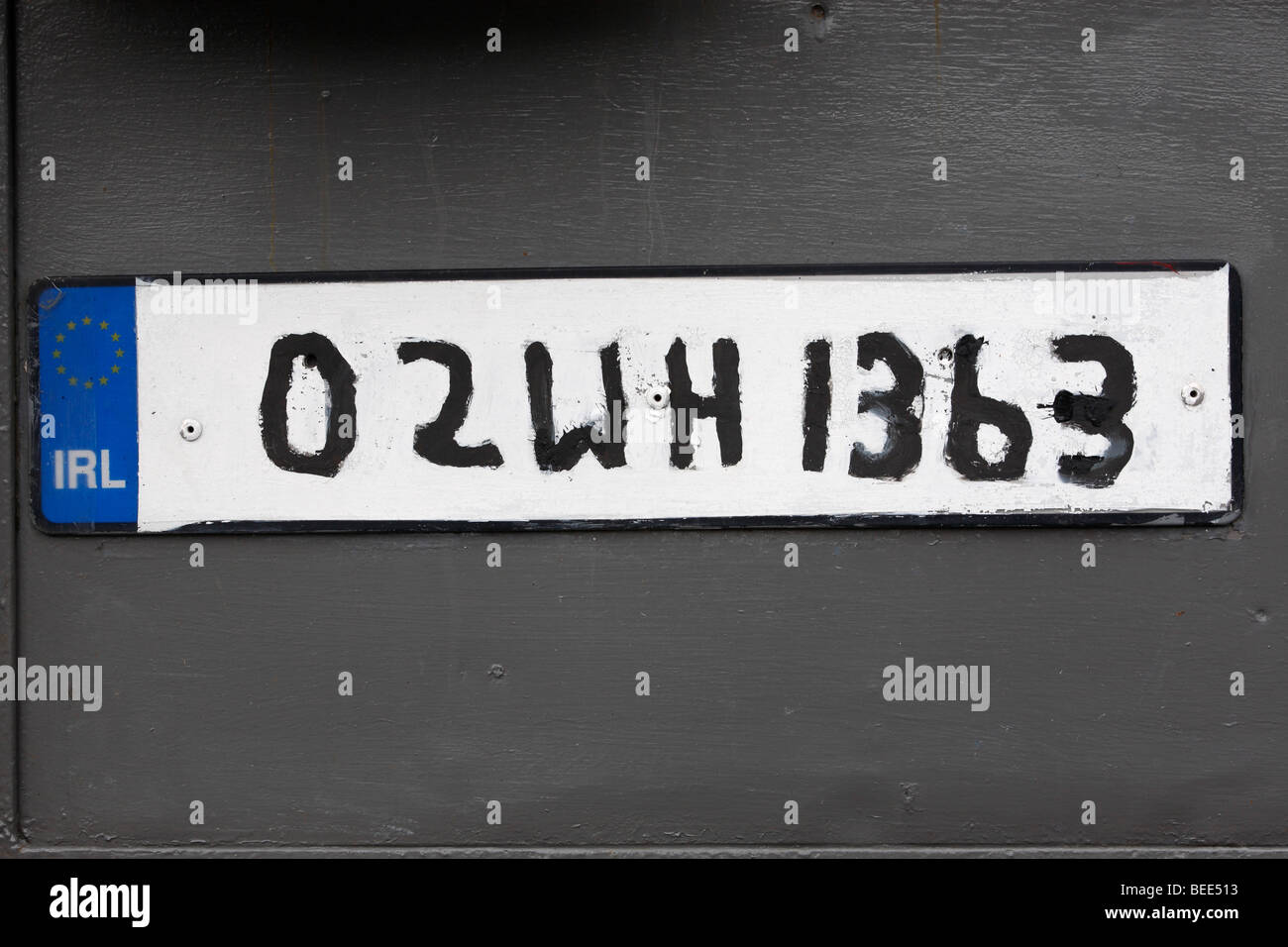 Dipinto a mano numero di targa a cavallo di un rimorchio al Maam Cross Pony Show 2008, Irlanda Foto Stock