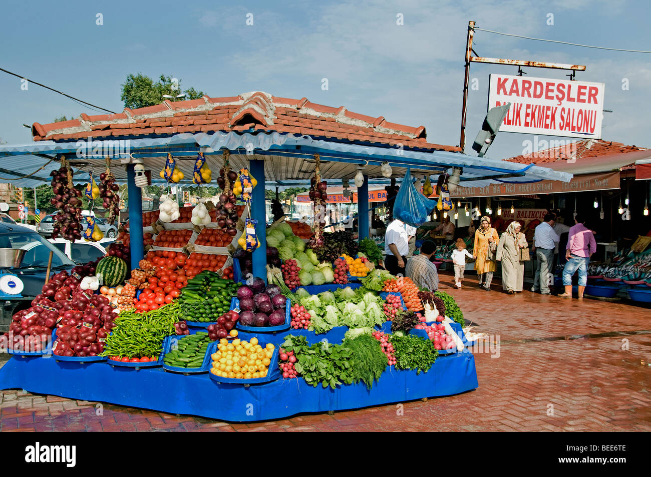 Istanbul Bosforo fruttivendolo frutta Foto Stock