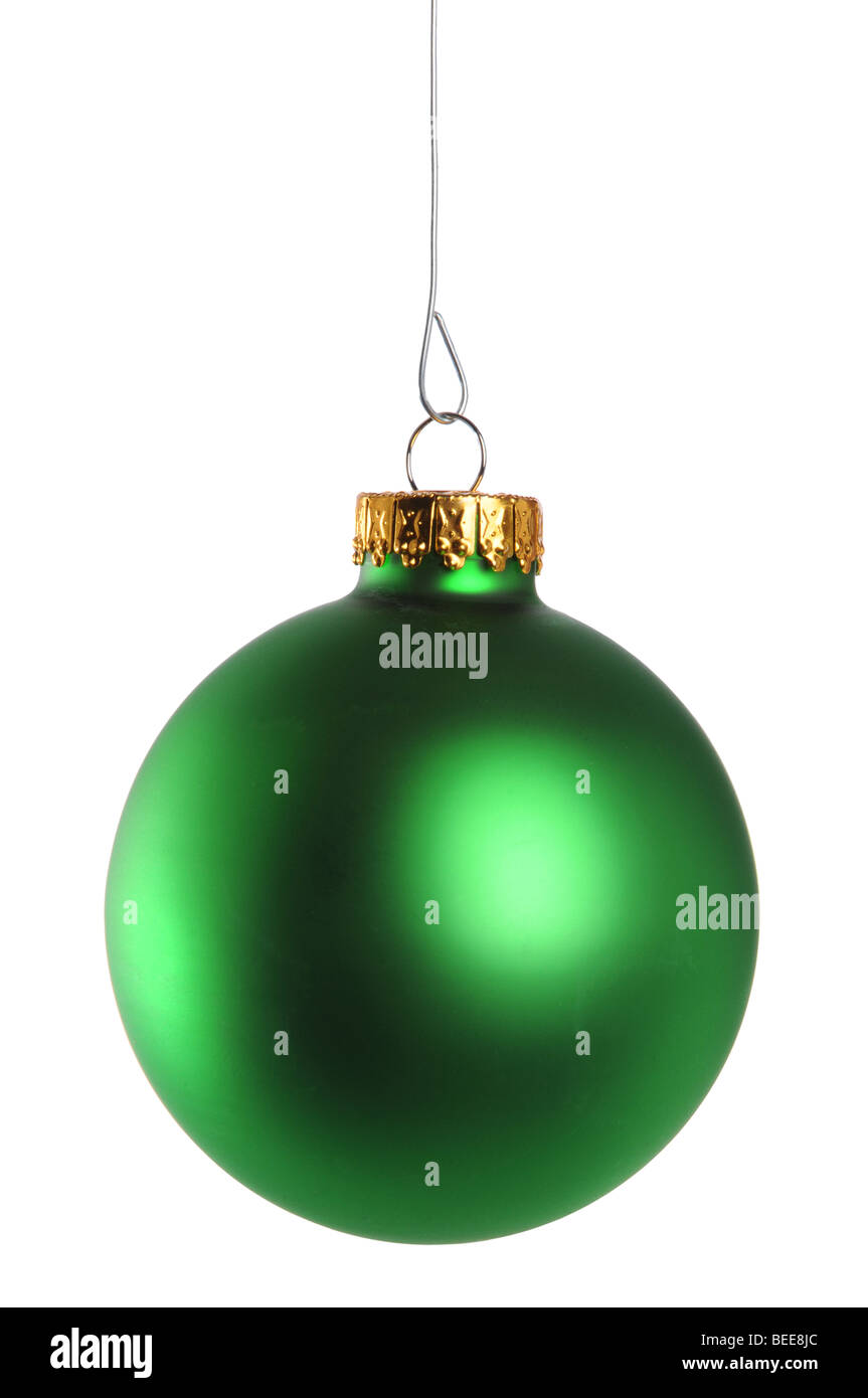 Verde di Natale ornamento isolate su sfondo bianco Foto Stock
