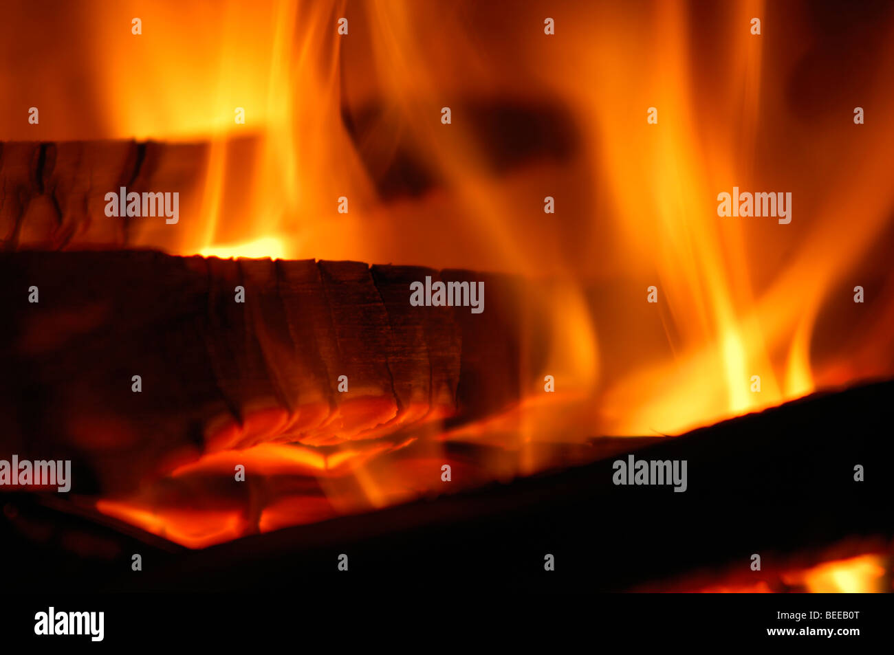 Fiamma, fuoco di legno Foto Stock