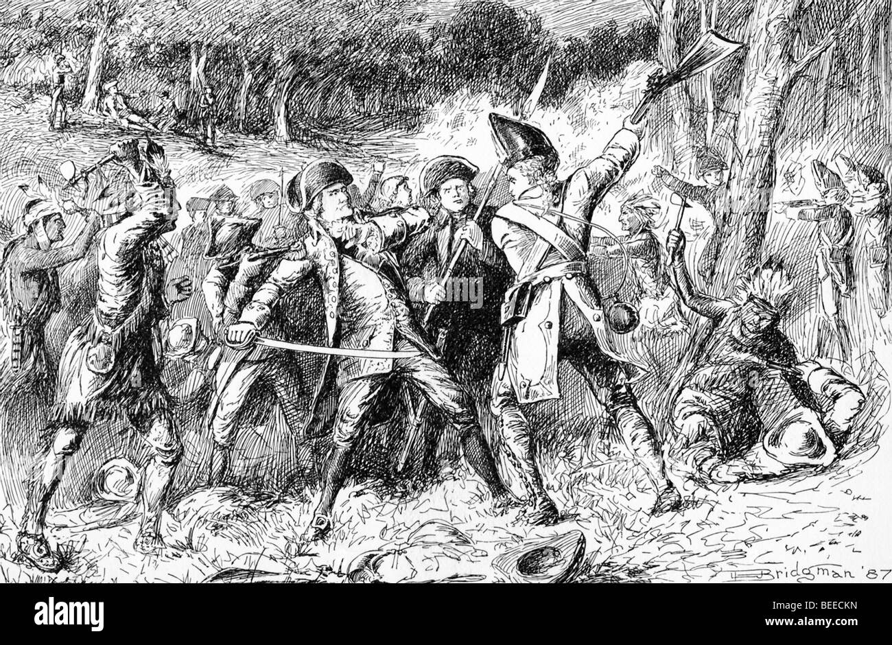 La battaglia di Oriskany combattuta il 6 agosto 1777, era parte del Saratoga campagna durante la Rivoluzione Americana. Foto Stock